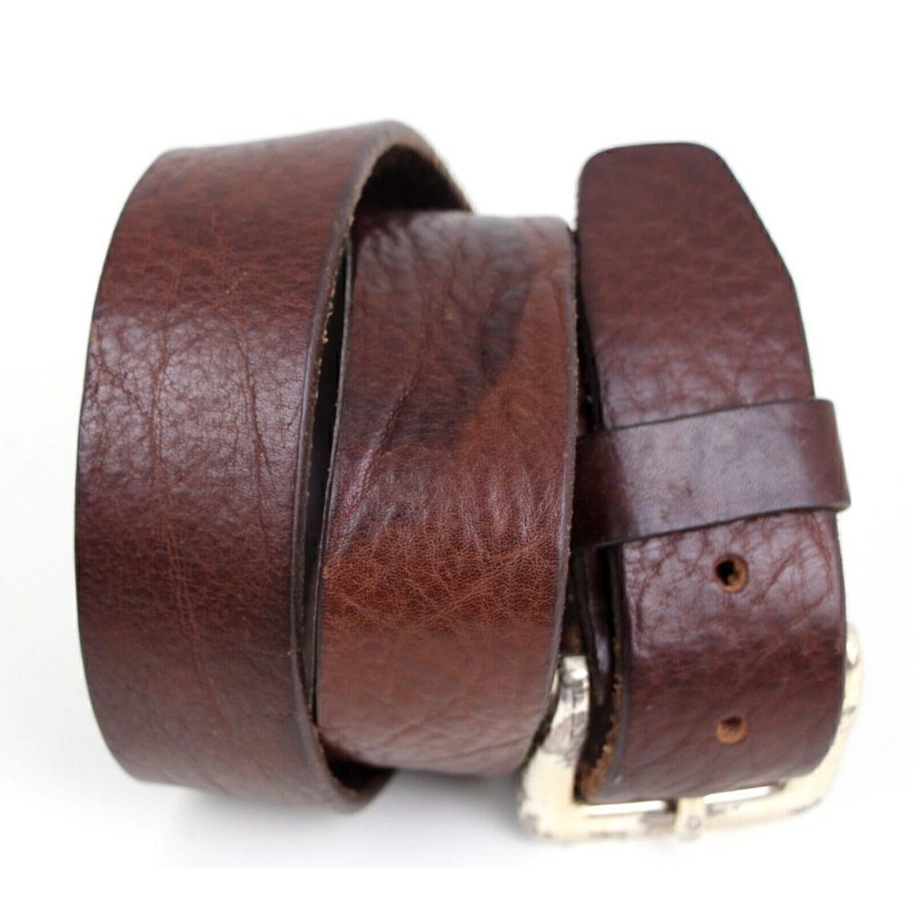 HONEST SADDLE BROWN GENUINE LEATHER 1 3/8"Wd DRESS CASUAL MEN'S BELT Sz 34 (M28